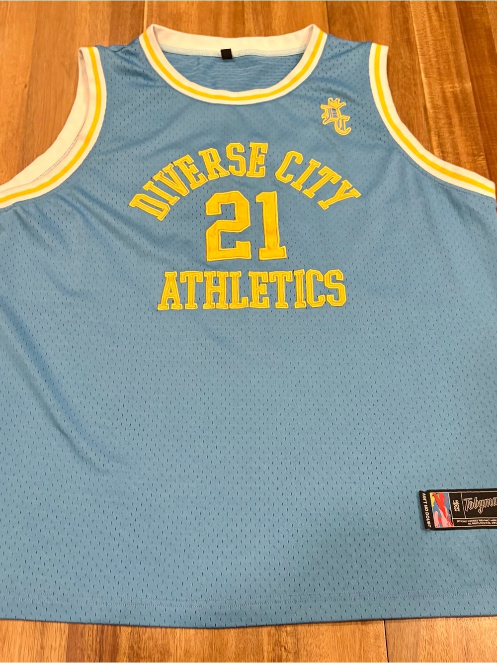 TobyMac Diverse City Athletics #21 Mesh Basketball Jersey Blue Yellow Size Large